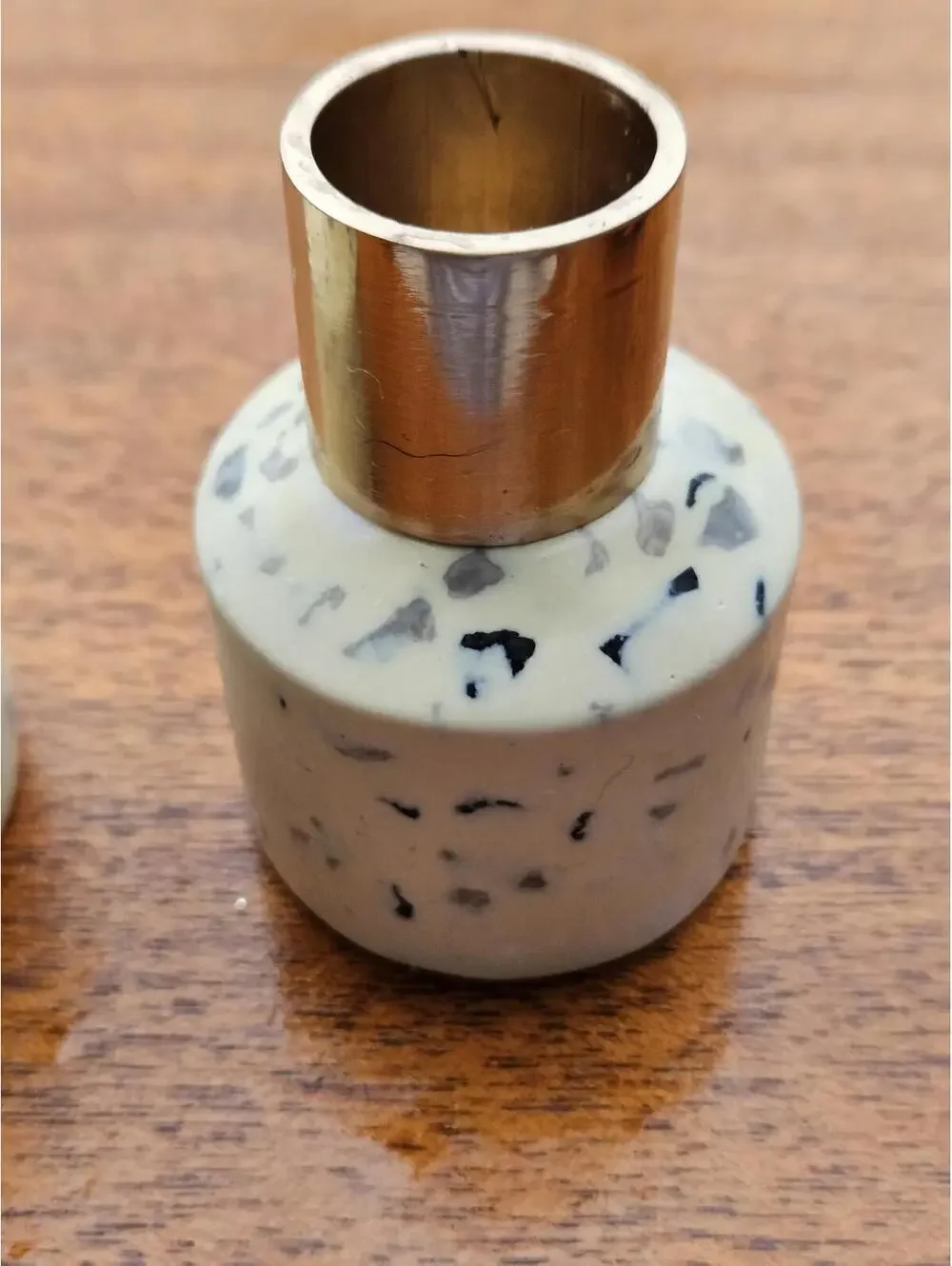 Modern Terrazzo Candle Holder Set | Minimalist Speckled Gold Taper Candle
